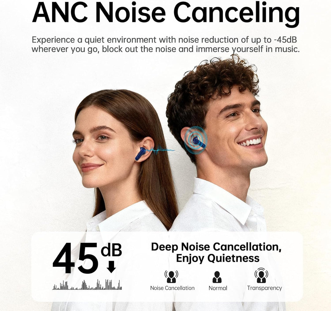 xinwld Auriculares inalámbricos híbridos adaptativos con cancelació...