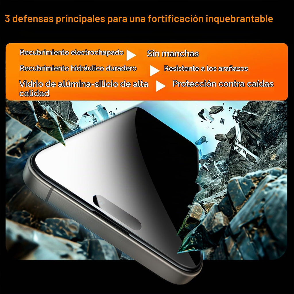 OneFish - 2 unidades de protector de pantalla de privacidad para iPhone 15 Pro - Vidrio templado antiespía de 4 vías 360°, dureza 9H, bordes curvos 3D, compatible con fundas y fácil instalación