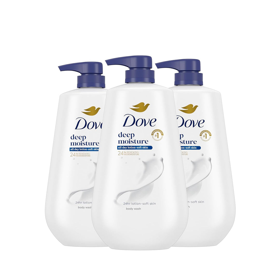 Dove Gel de Ducha con Bomba 3 Unidades Humedad Profunda para 24 Hor...