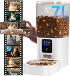Frienhund Comedero automático para gatos con cámara 2K: alimentador automático para perros WiFi 5G con visión nocturna, dispensador de comida para gatos con contenedor grande de almacenamiento de