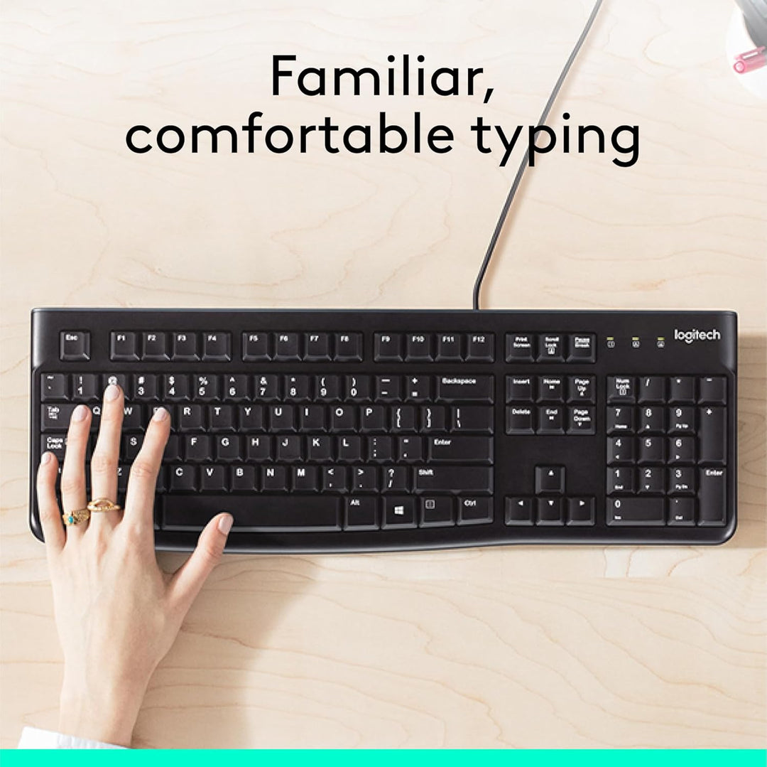 K120 teclado ergonómico de escritorio con cable USB negro