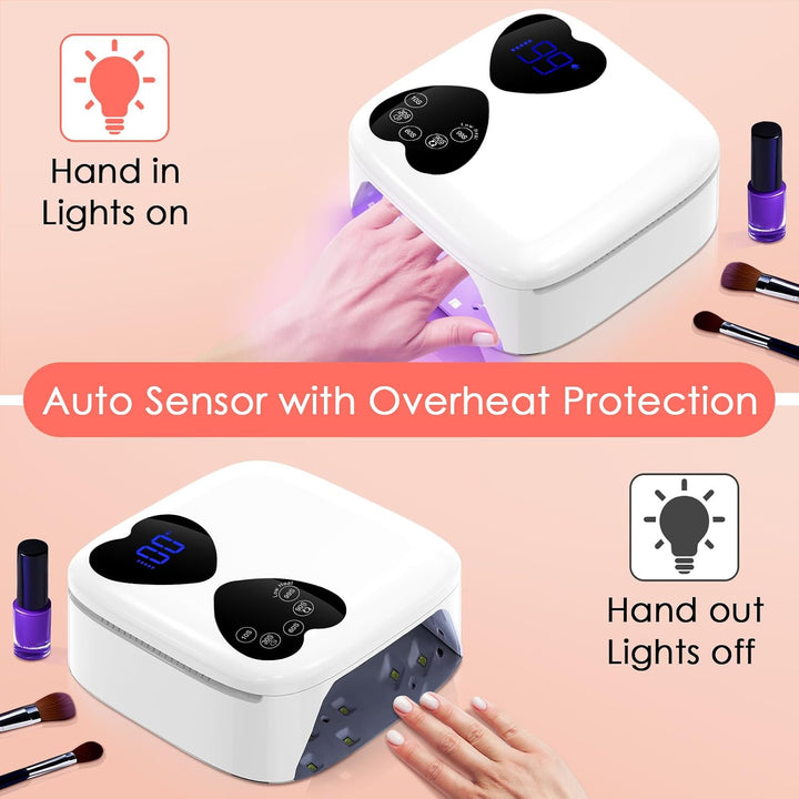HUITINE - Lámpara de uñas LED UV, inalámbrica, 80 W, recargable, lu...