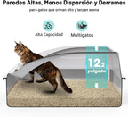 AIPERRO Caja de arena de acero inoxidable extra grande para gatos grandes y
