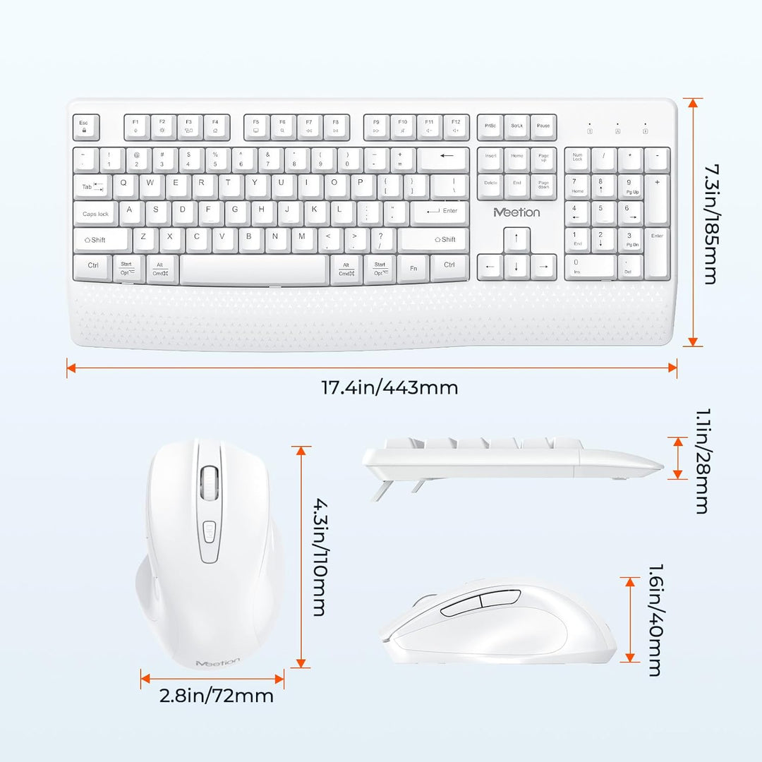 MEETION Teclado y mouse inalámbricos blancos, receptor USB de 2.4 G...
