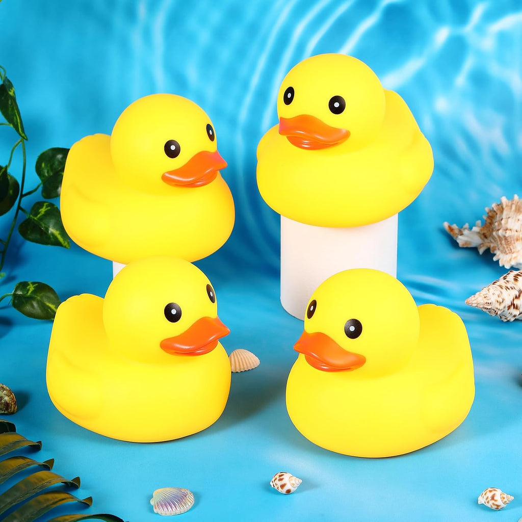 Deekin - 20 patos de goma grandes, juguetes de baño chirriantes amarillos