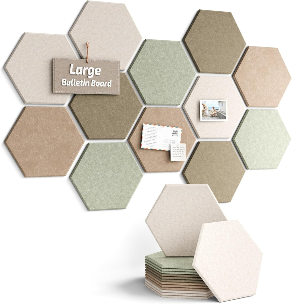 Paquete de 12 azulejos hexagonales de fieltro para tablón de