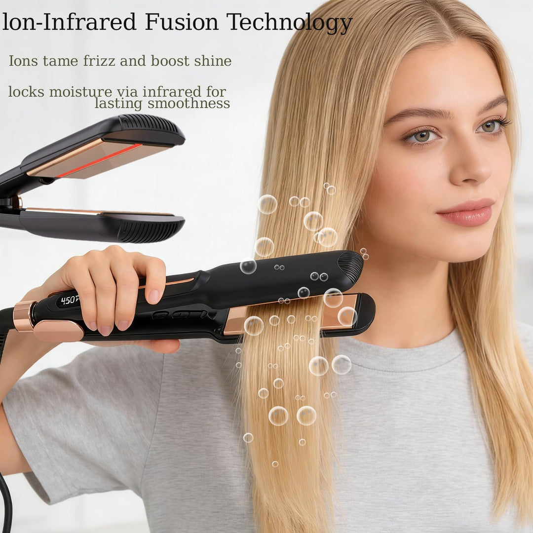 Plancha de pelo de hierro plano de titanio de 1.75" para mujere...