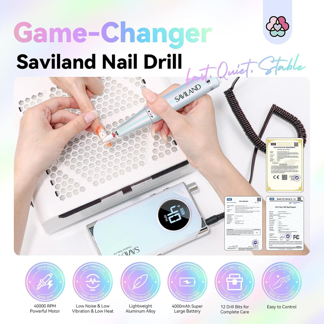 SAVILAND Advance - Taladro de uñas para uñas acrílicas profesional:...