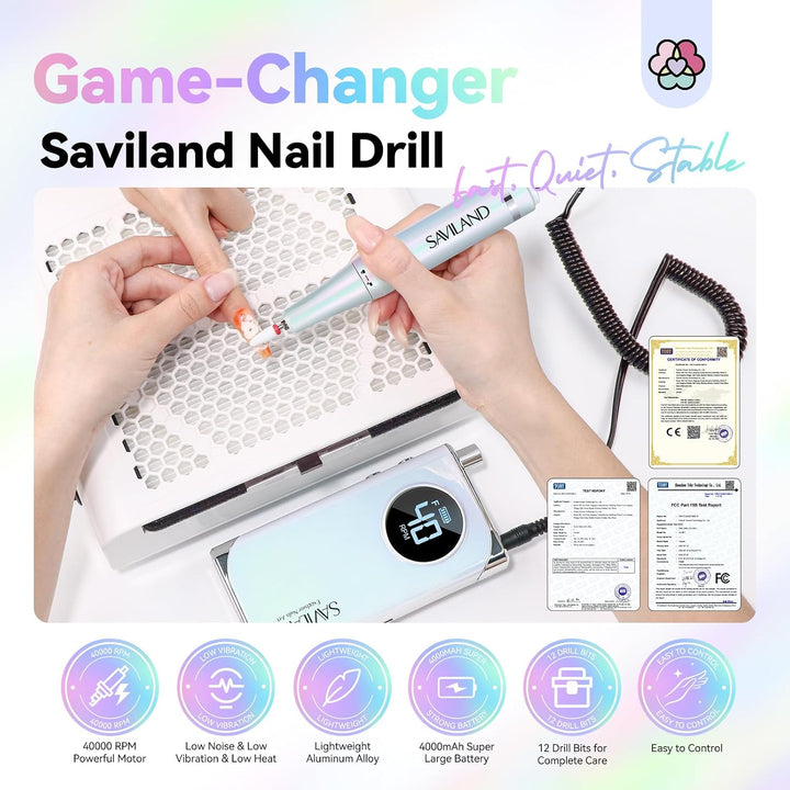SAVILAND Advance - Taladro de uñas para uñas acrílicas profesional:...
