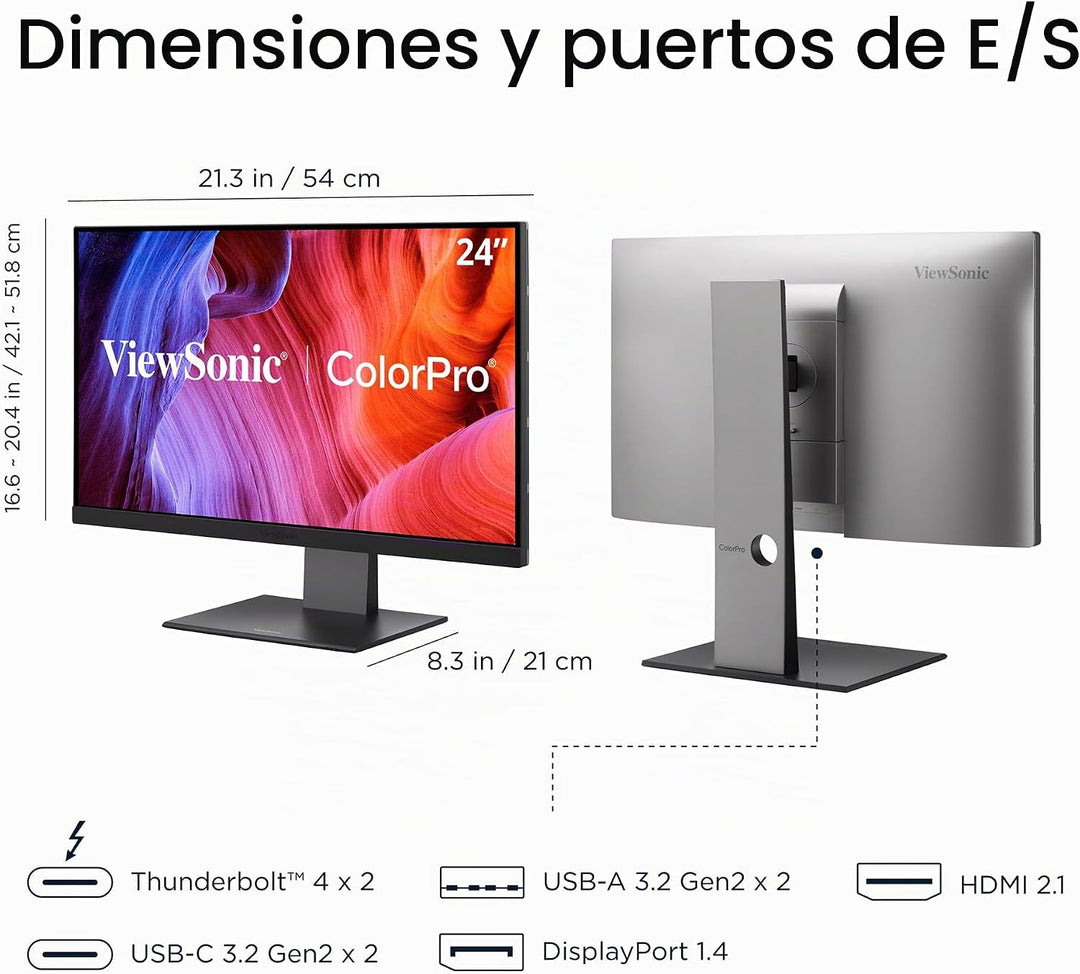 ViewSonic VP2488-4K Monitor IPS 4K UHD de 24 pulgadas, Thunderbolt...