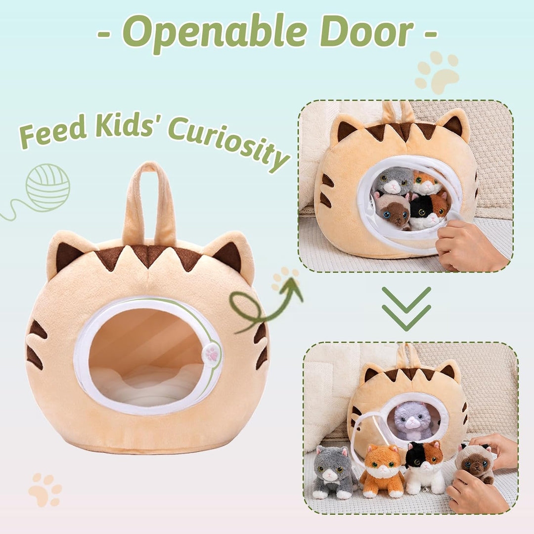 OUOZZZ - Casa de animales de peluche para gatos con 5 juguetes suav...