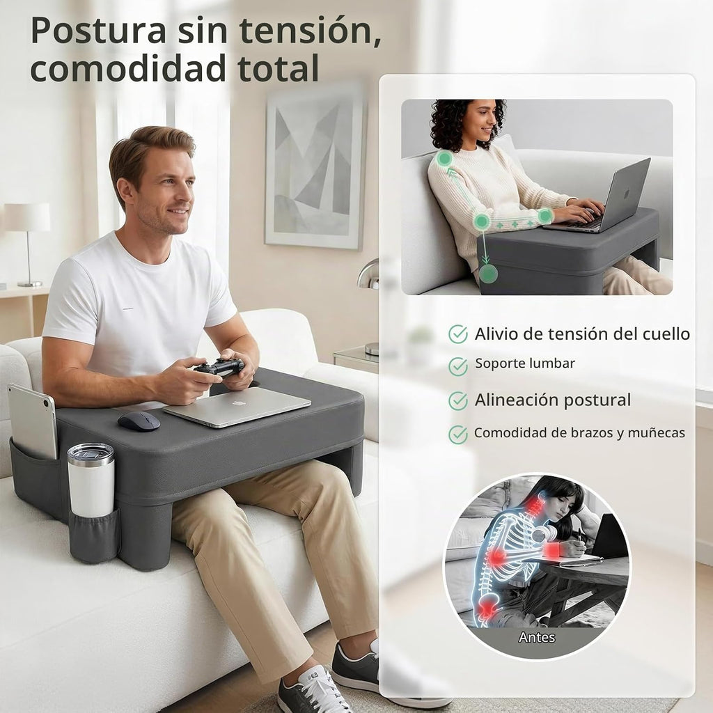 Almohada de escritorio extra ancha de 26 pulgadas, escritorio para laptop para sofá y cama
