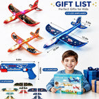 Paquete de 3 lanzadores de aviones de espuma de 12.6 pulgadas con 3 calcomanías de bricolaje, avión LED planeador, juguetes para niños y niñas de 4, 5, 6, 7, 8, 9, 10, 11, 12 años