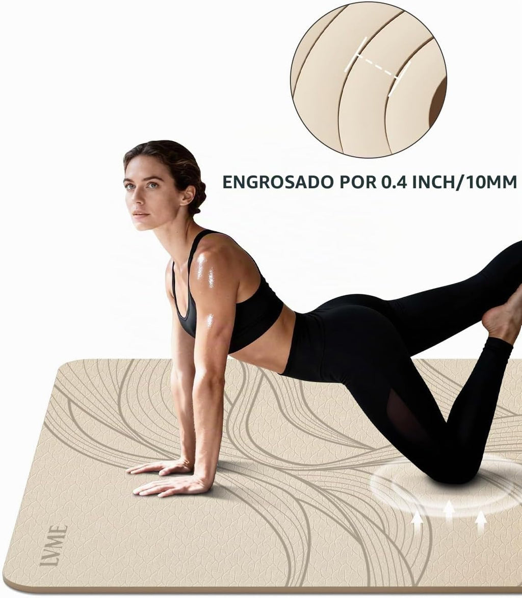 Esterilla de yoga grande (75.5 x 47.6 x 0.4 pulgadas) extra ancha y gruesa de 0.394 in