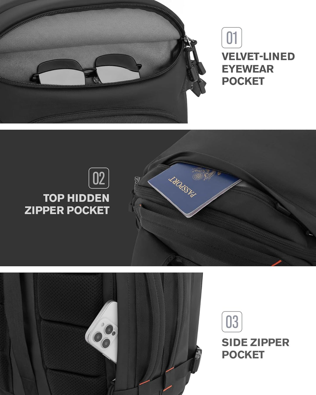 Tolaccea Mochila de Viaje Carry On 40L, Mochila para Laptop con 3 C...