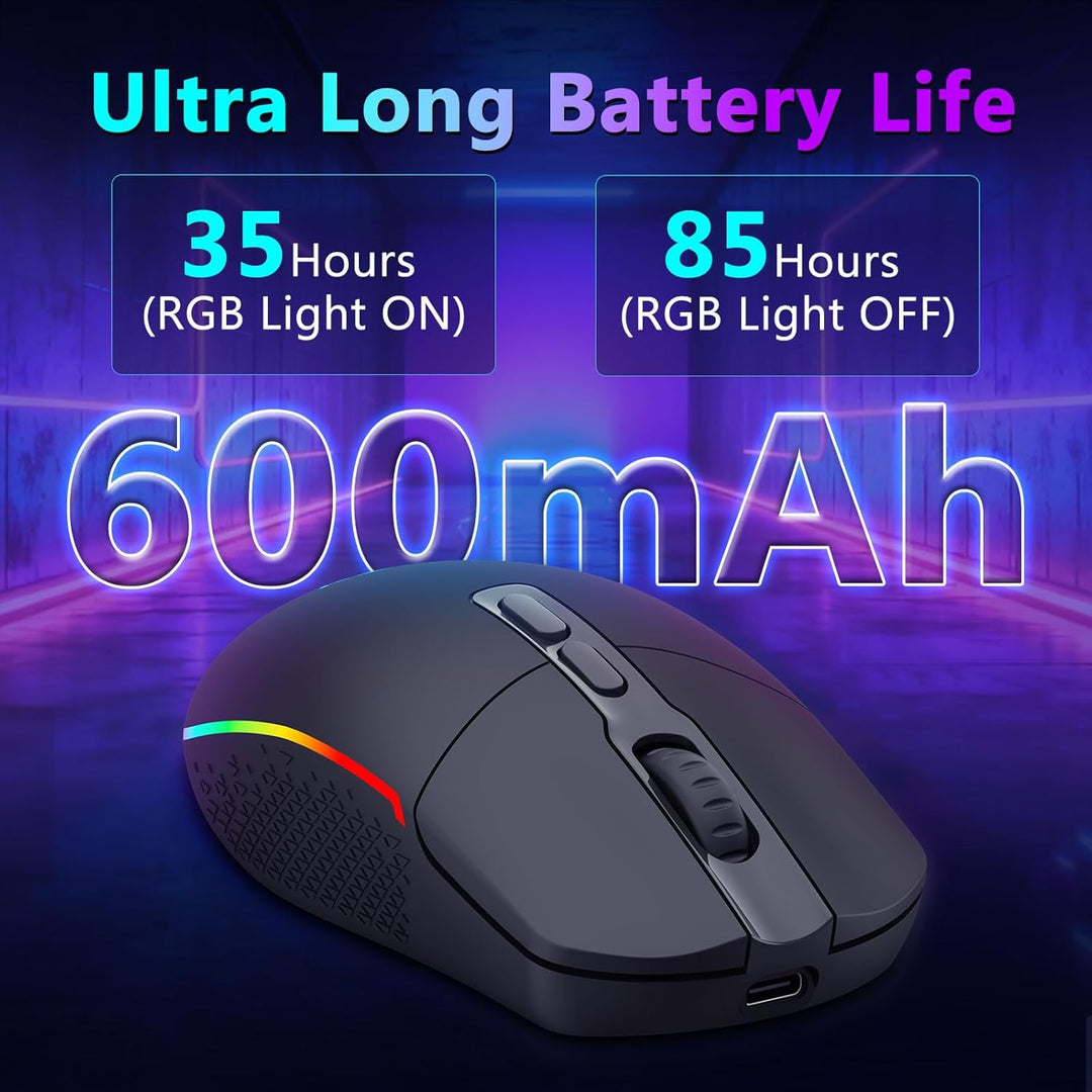 Redragon Mouse inalámbrico para juegos, Bluetooth\/2.4Ghz\/USB-C, c...
