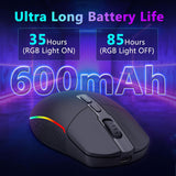 Redragon Mouse inalámbrico para juegos, Bluetooth\/2.4Ghz\/USB-C, c...