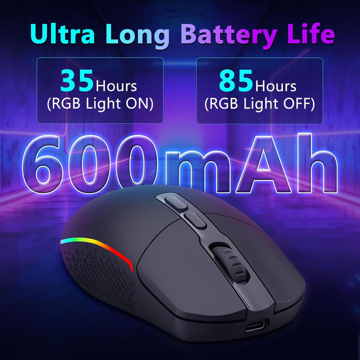 Redragon Mouse inalámbrico para juegos, Bluetooth\/2.4Ghz\/USB-C, c...