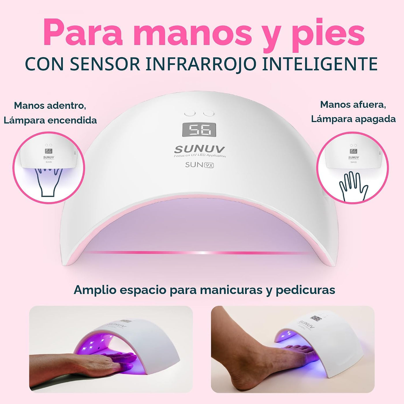 SUNUV Lámpara UV para uñas, secador para esmalte de gel con sensor,...