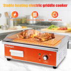 Plancha eléctrica de acero inoxidable de 21.6 pulgadas, 110 V, 1500 W, control de temperatura ajustable, sin humo, parrilla antiadherente para restaurante, interior, cocina, exterior, campamento