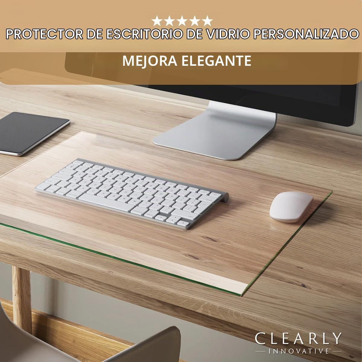 Alfombrilla de escritorio de vidrio templado y almohadilla de escritorio