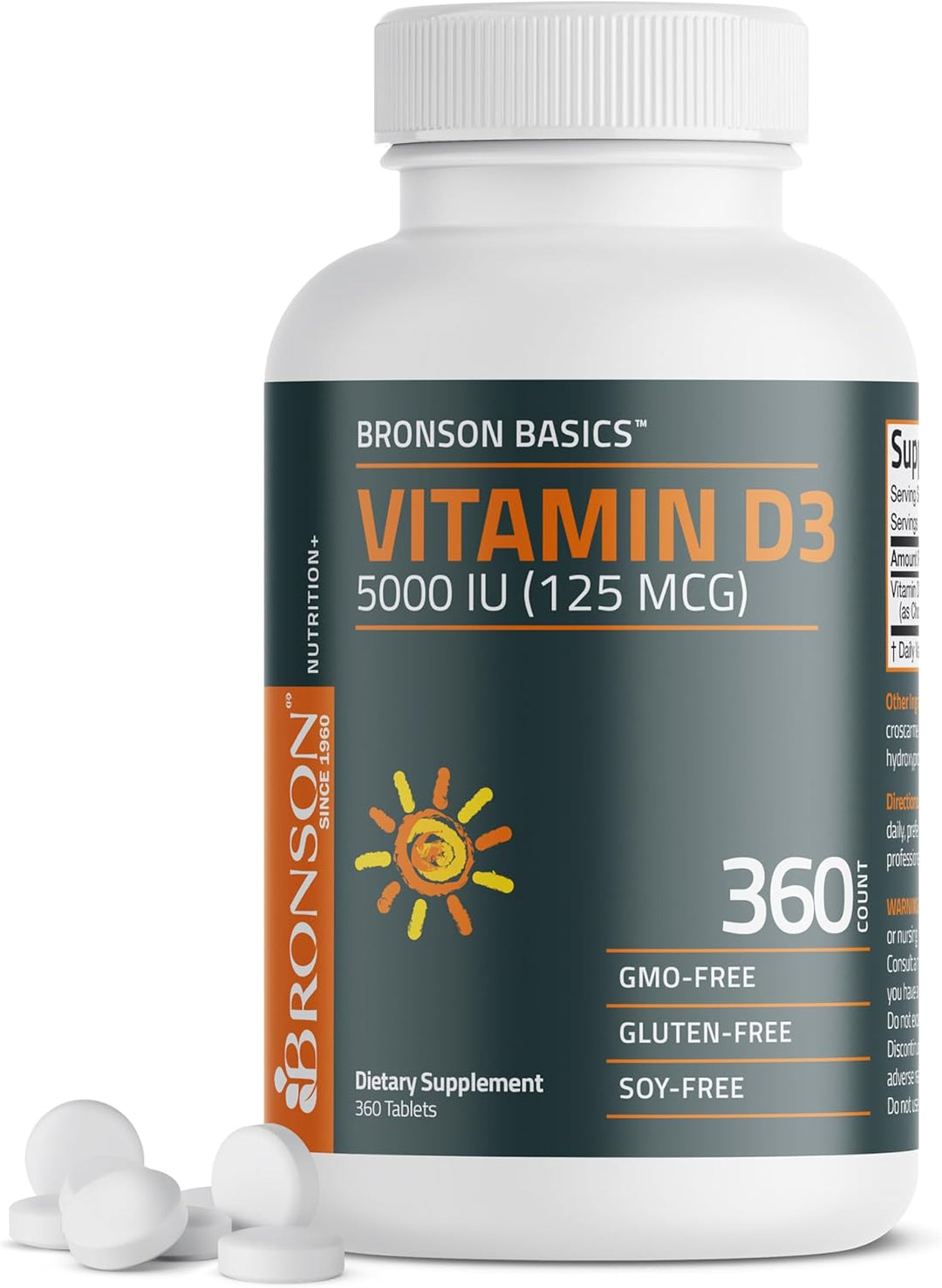 Bronson Vitamina D3 5000iu (125mcg) Suministro de 1 año para una fu...