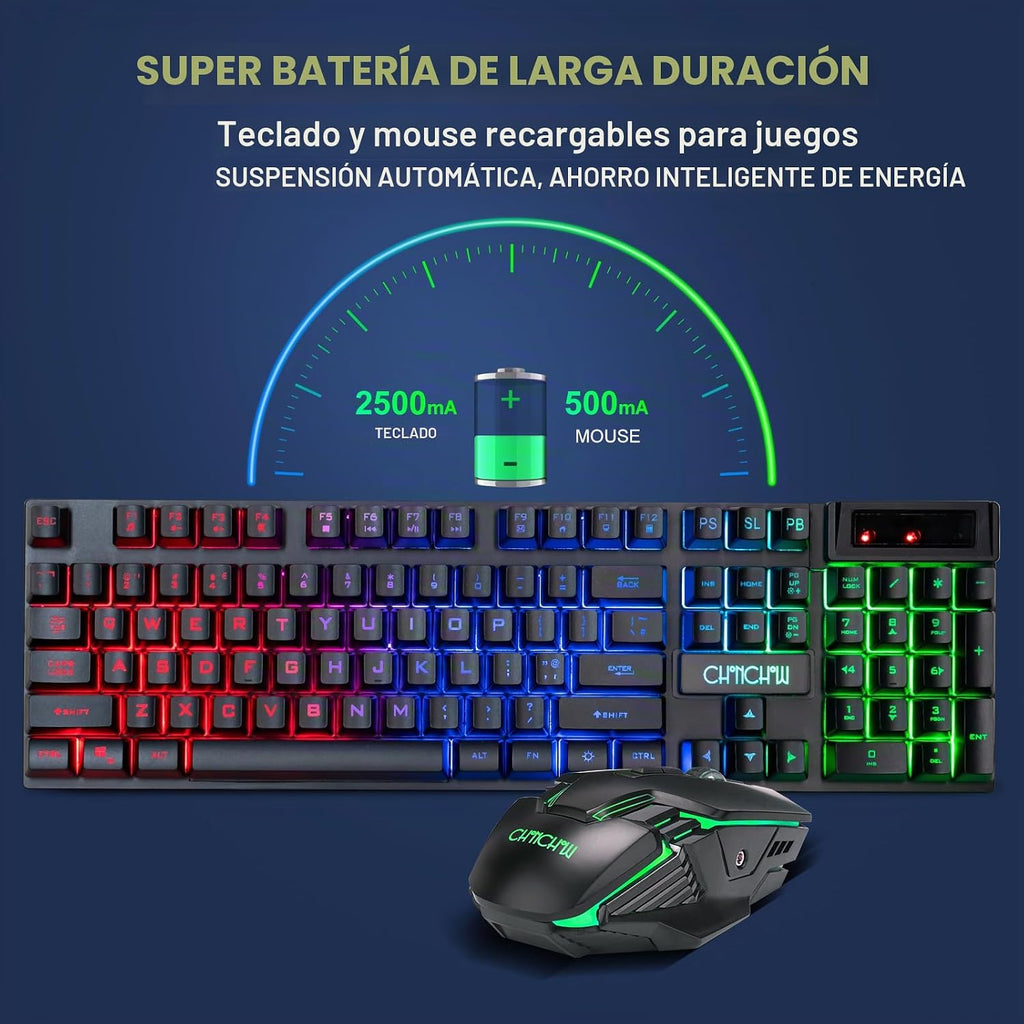CHONCHOW Combo de teclado y mouse inalámbricos USB para juegos