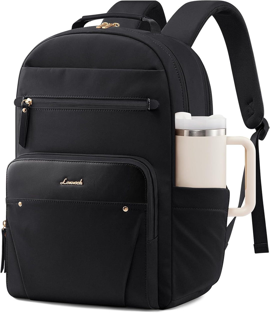 LOVEVOOK Mochila para laptop para mujer con ribete de cuero y bolsi...