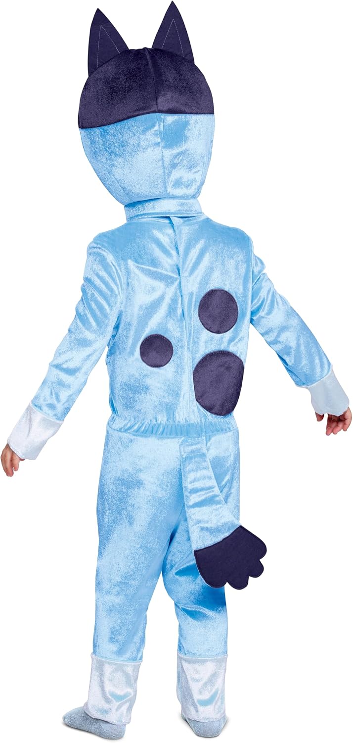 Disfraz de Bluey para niños, traje oficial de personaje de Bluey con mono y tocado para niños pequeños