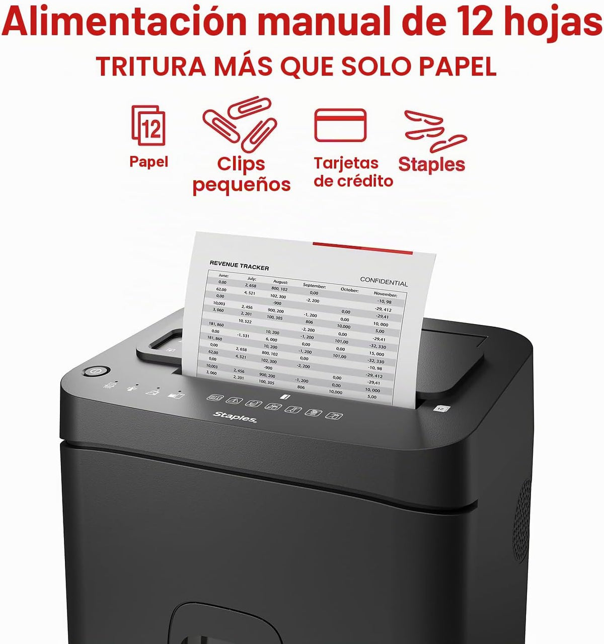 Staples - Trituradora de papel microcortada de 150 hojas, autoalimentada