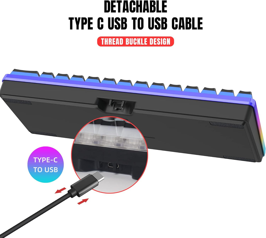 Snpurdiri Teclado para juegos con cable del 60%, Keycaps pudding co...