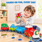 Juego de tren eléctrico para niños pequeños con vapor, luces y música