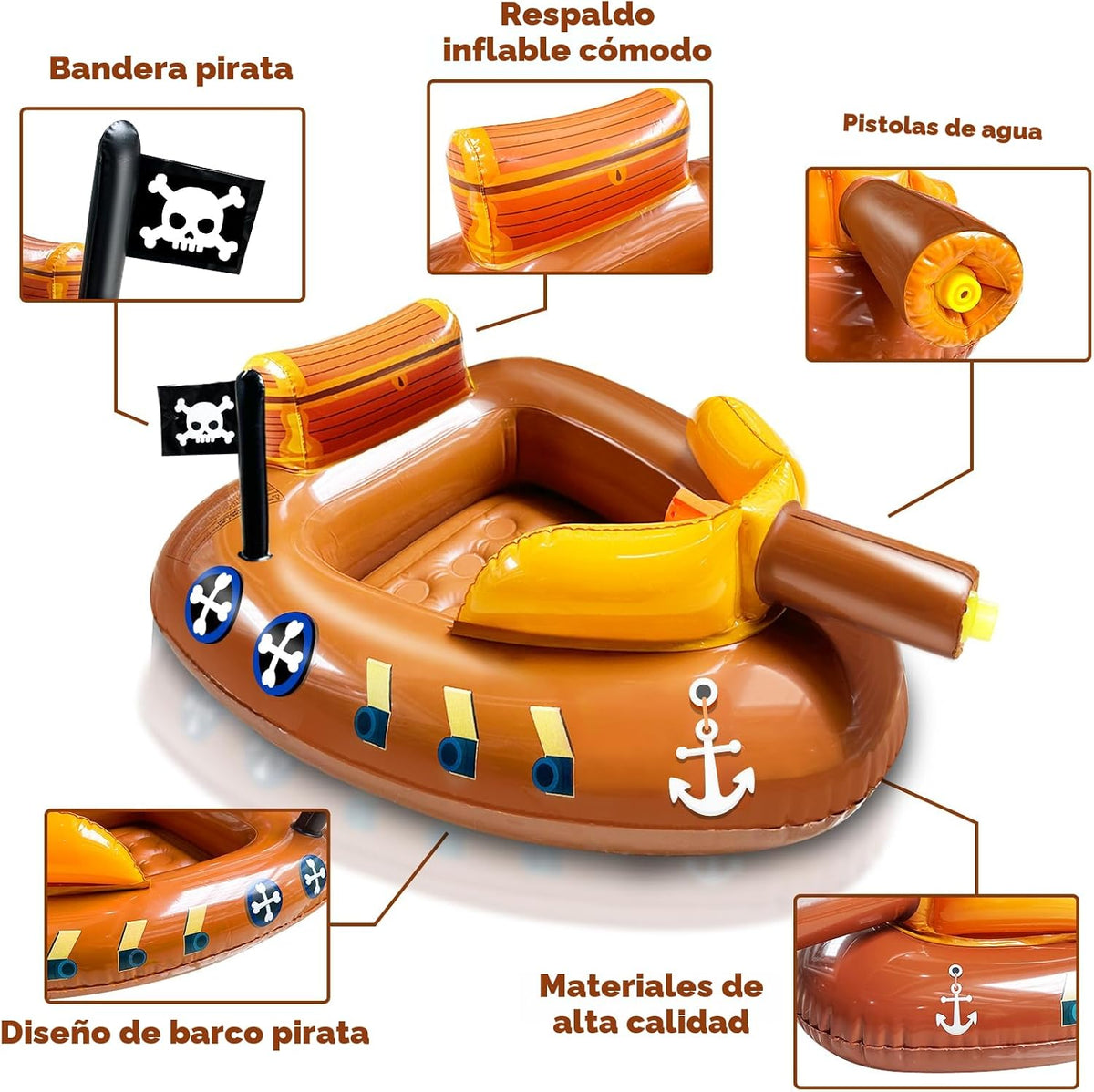 La piscina inflable del barco pirata flota los niños 3-11 años con el arma