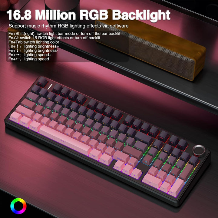 Teclado mecánico inalámbrico AULA F99 Pro con perilla, teclado trim...