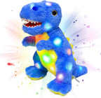 Peluche de dinosaurio azul con luces LED, para cumpleaños, Navidad