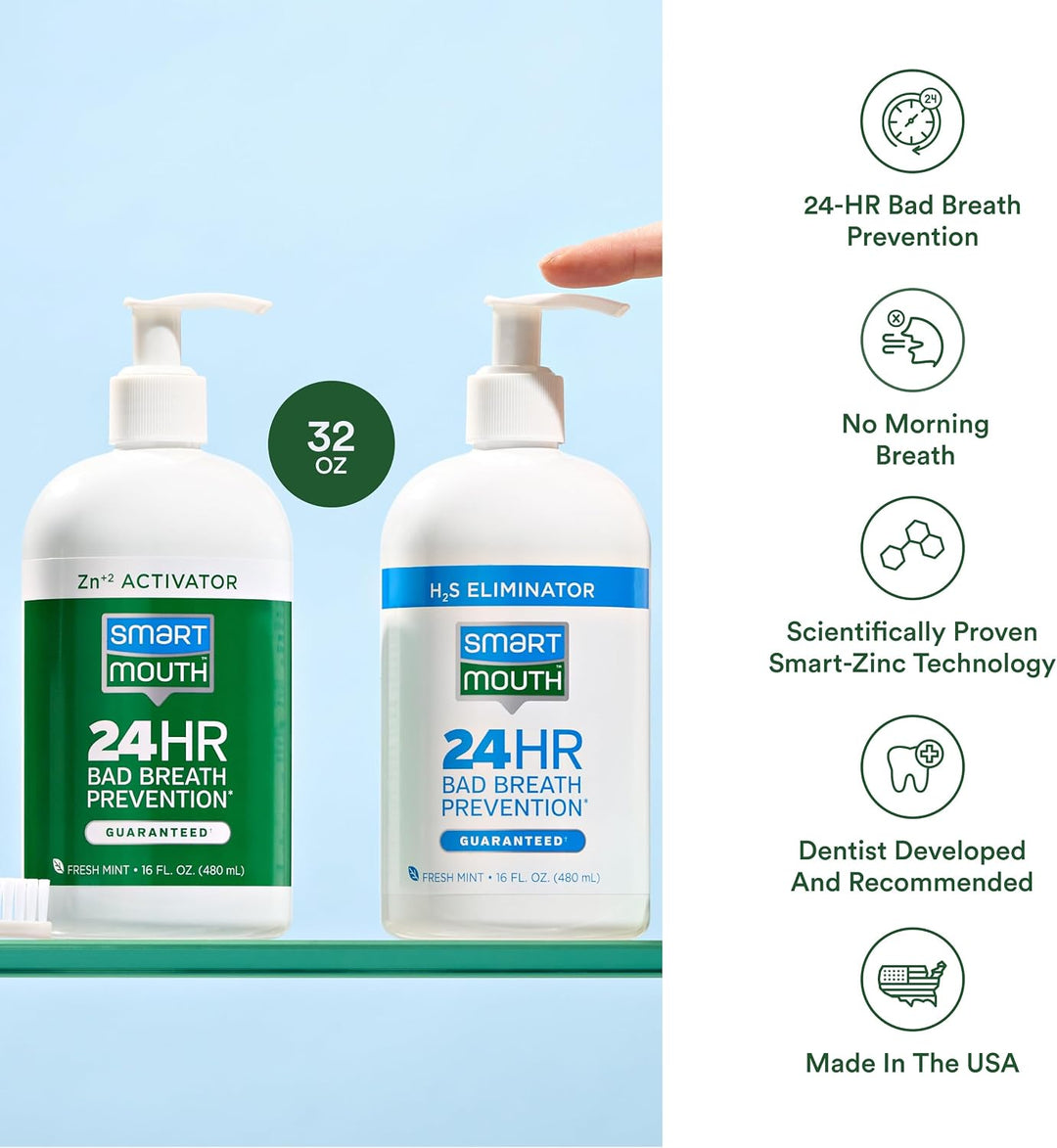 SmartMouth Enjuague bucal original activado con zinc de 2 botellas...