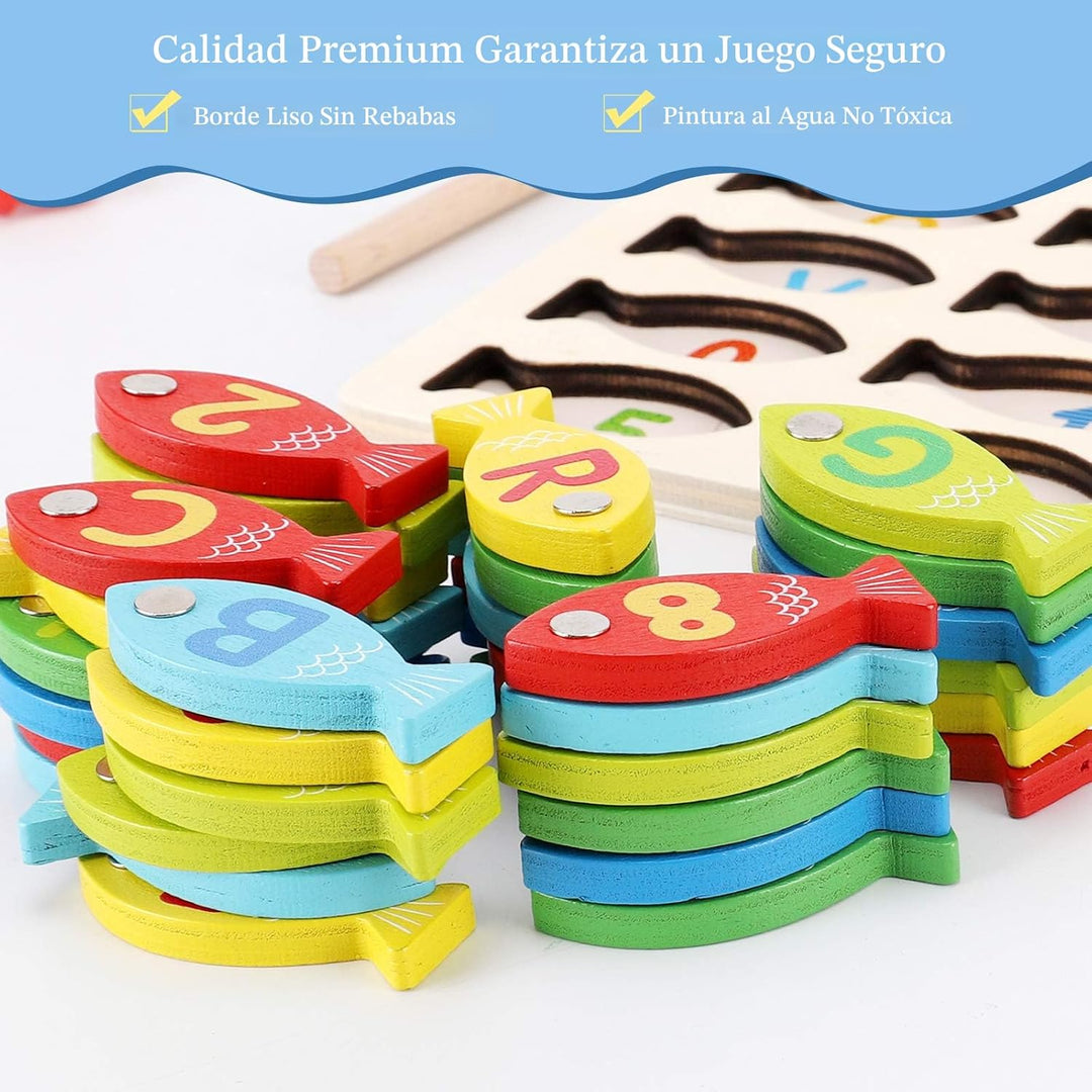Juguete magnético de pesca de madera para niños pequeños