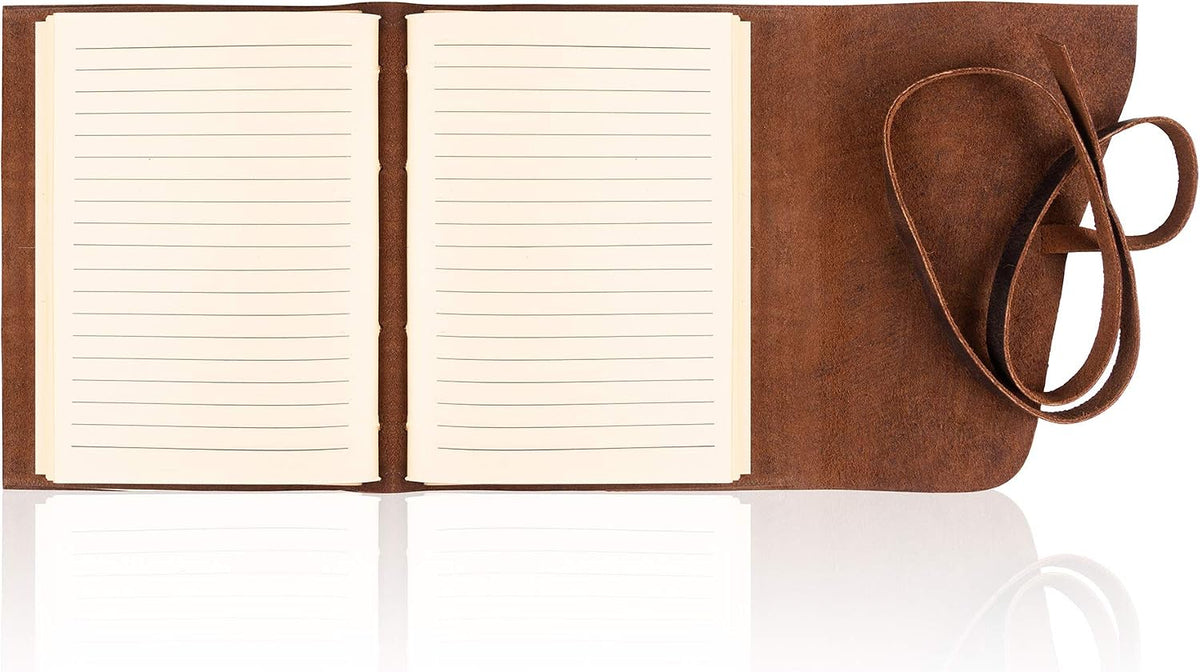 moonster Diario de cuero cuaderno de bocetos vintage en blanco 7x5