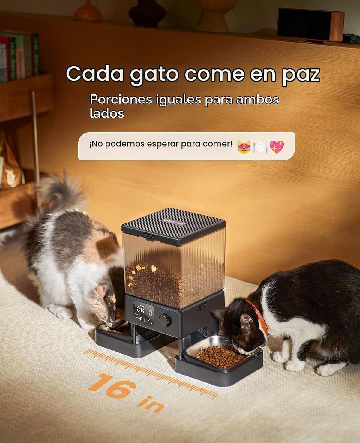 oneisall Comedero automático para gatos para 2 gatos, 20 tazas/5 L, dispensador automático de comida para gatos para mascotas pequeñas en interiores, comedero cronometrado para gatos para alimentos