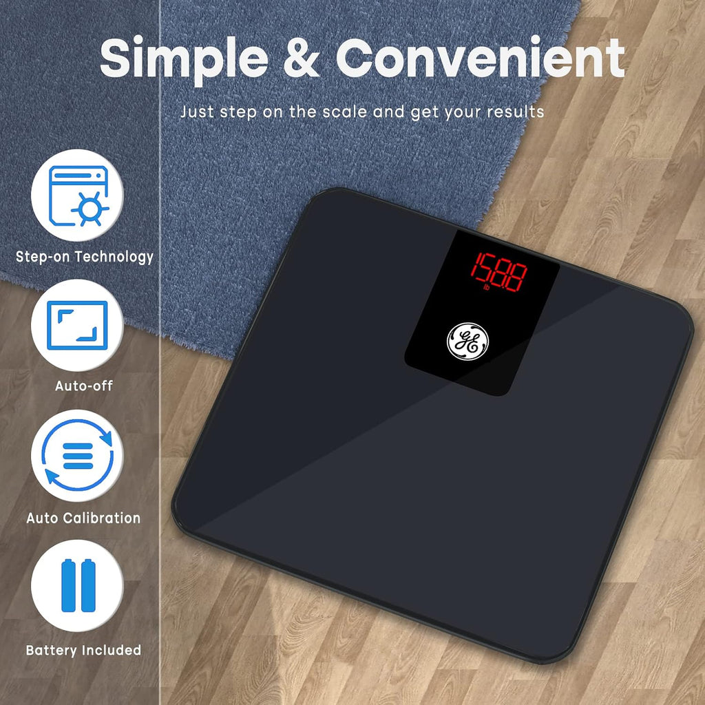 GE Báscula de baño para peso corporal, pesaje digital inteligente preciso