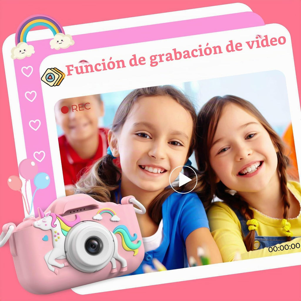 Juguetes de cámara selfie para niñas de 3 a 9 años, juguete de cámara de video digital con cubierta protectora, regalos de festival de cumpleaños de Navidad para niñas de 3 a 9 años