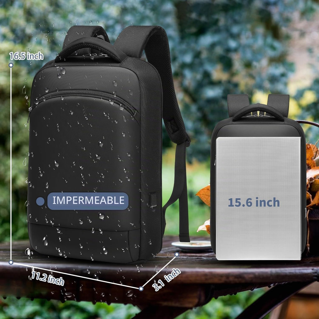 Mochila delgada para laptop para hombre, mochila de negocios ligera de 15.6 pulgadas, mochila de viaje impermeable con puerto de cargador USB, bolsa de computadora, mochilas universitarias, regalos para hombres y mujeres