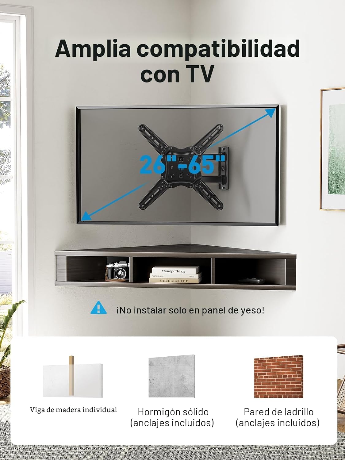 Pipishell Soporte de pared para TV de movimiento completo para televisores planos o curvos de 26 a 60 pulgadas de hasta 77 libras, soporte de pared con brazos articulados, extensión, inclinación,