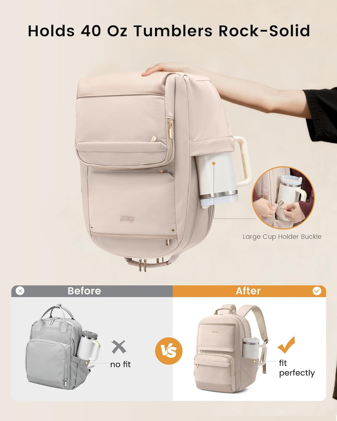 LOVEVOOK Mochila de viaje para mujer, Desnudo\/, 15,6 pulg., Mochil...