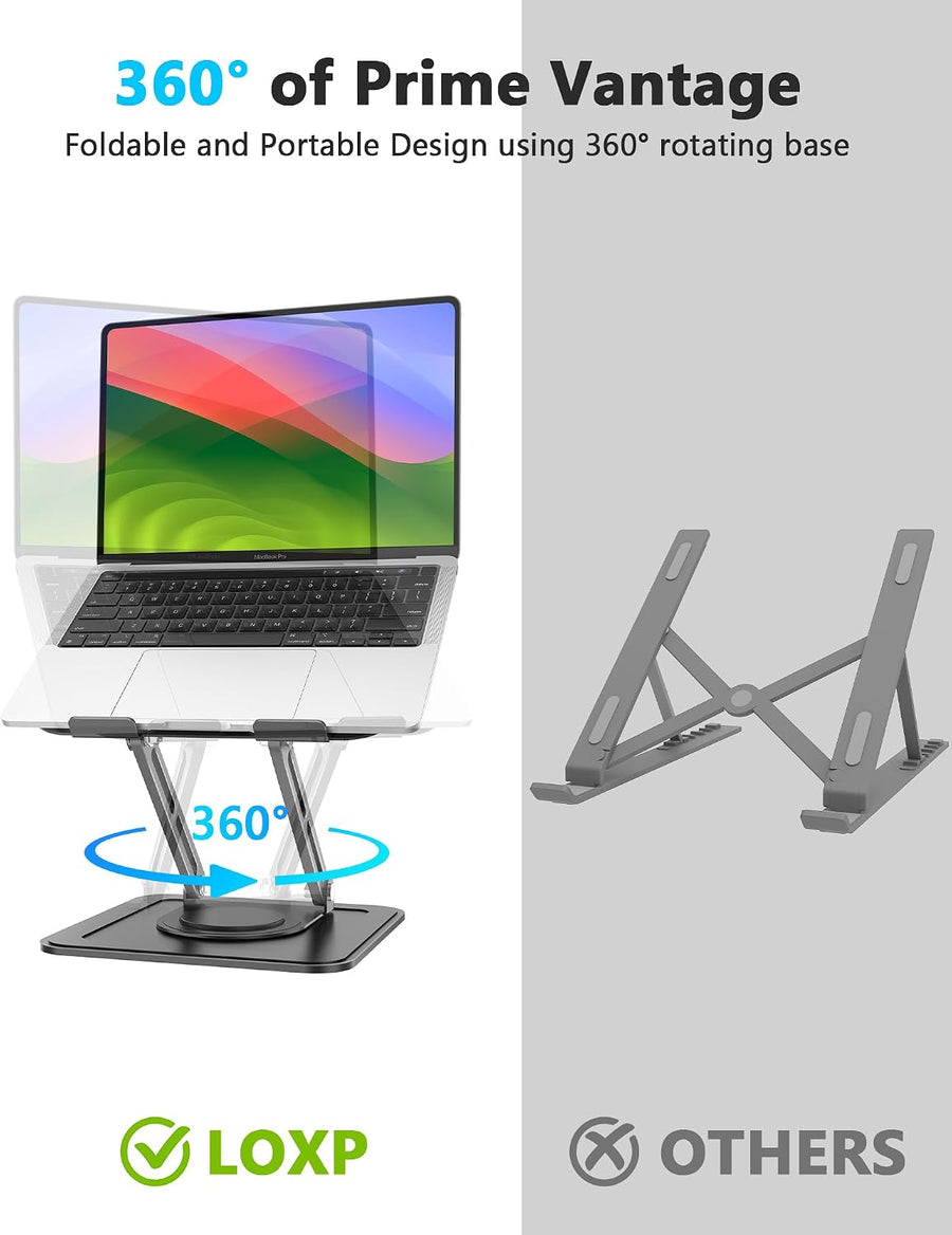 LOXP Soporte ajustable para laptop, soporte para computadora con ba...