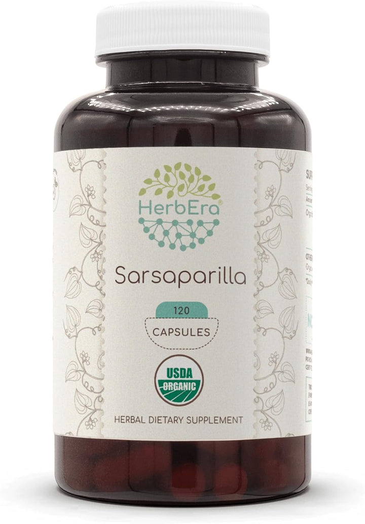 HerbEra Sarsaparilla USDA Organic 120 Cápsulas | Suplemento de hier...