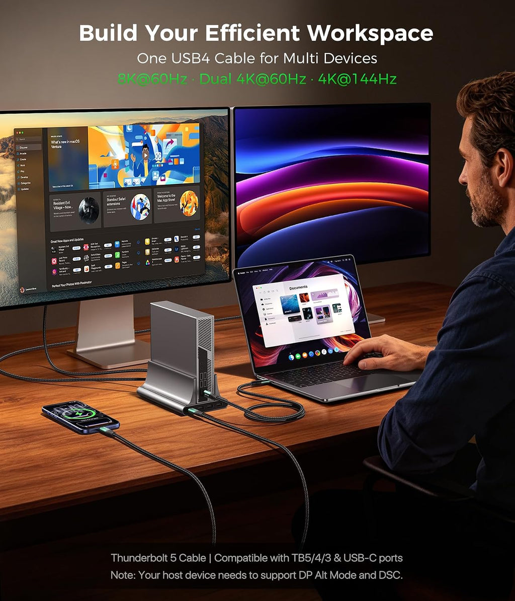 Cable de carga USB-C de 240 W de 3.3 pies, cable de datos USB C de 80 Gbps