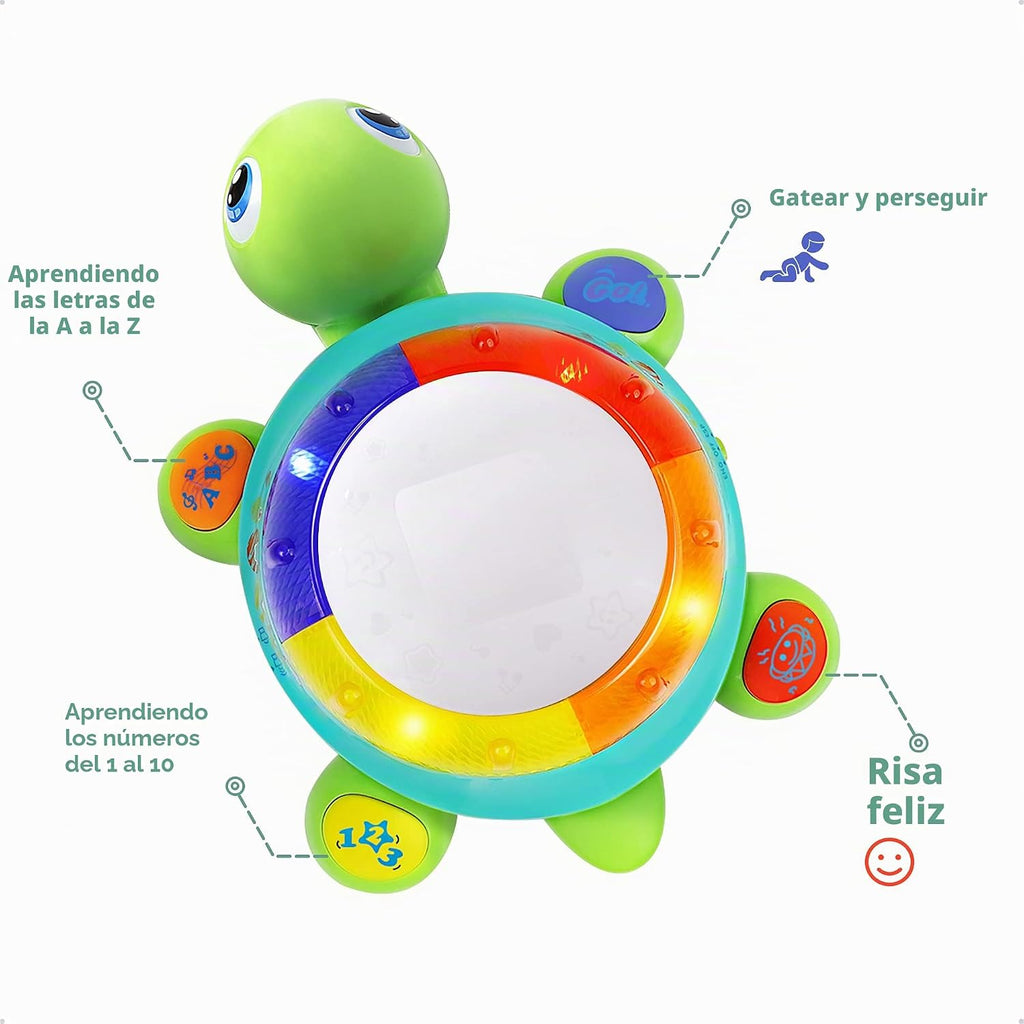iPlay, iLearn Juguete Musical de Tortuga para gatear para bebé, Bilingüe en español e inglés