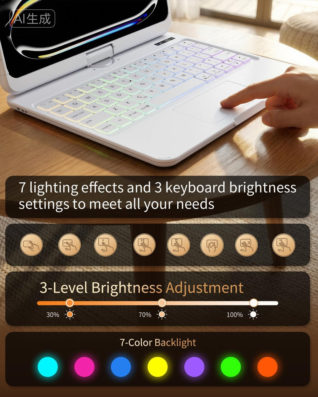 Funda de teclado para iPad Air 11/10.9 pulgadas/iPad Pro 11" 4/3/2/1 con