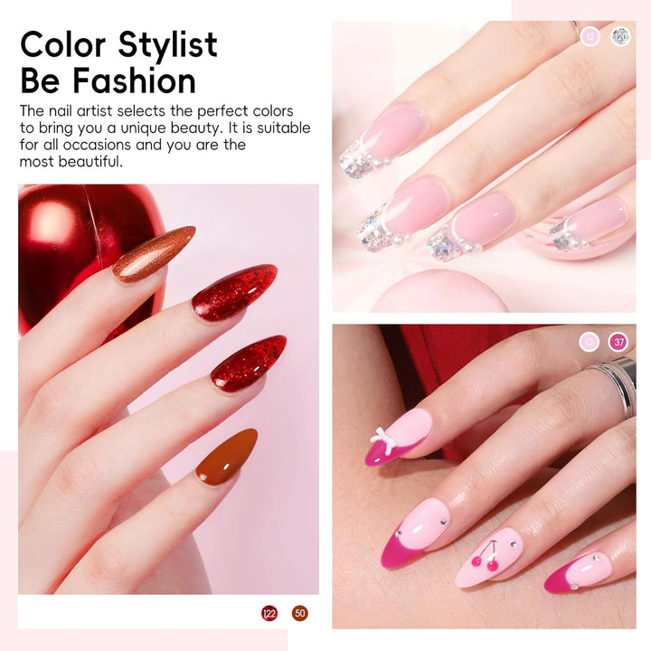 COSCELIA Juego de 40 esmaltes de uñas de gel, 35 colores con 5 capa...